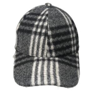 Charlie Paige Baseball Cap Gray One Size Plaid Wool Blend Slideback Pattern Hat